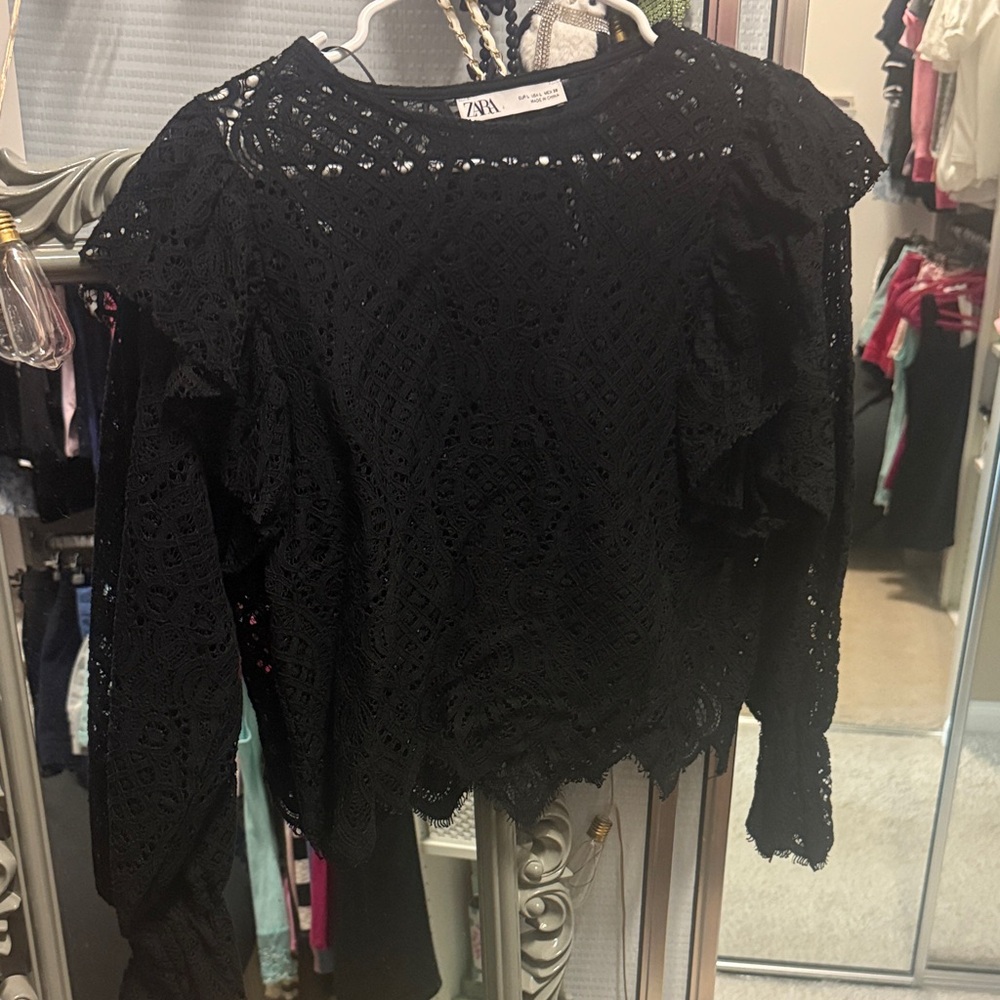 Zara Black Lace Blouse